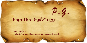 Paprika György névjegykártya