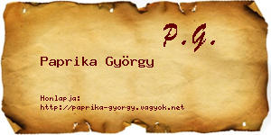 Paprika György névjegykártya